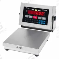 DORAN Industrial Bench Scale: 10 in x 10 in, IP69K, Column-Mounted, Doran Scales Inc. (MPN 2202CW-C14). Key specifications — Connection Ports: RS-232; Readability: 0.0005 lb/2 g; Brand: DORAN; Weighing Surface Material: Stainless Steel.