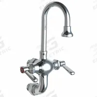 CHICAGO FAUCETS Gooseneck Service Sink Faucet: Wall, Centerset, Cast Brass, Polished Chrome (MPN 225-ABCP). Key specifications — Color/Finish: Polished Chrome.