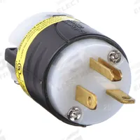 LEGRAND Straight Blade Plug: 6-20P, 250V AC, 20 A, 2 Pole, 3 Blade, Black/White (MPN PS5466XGCM)