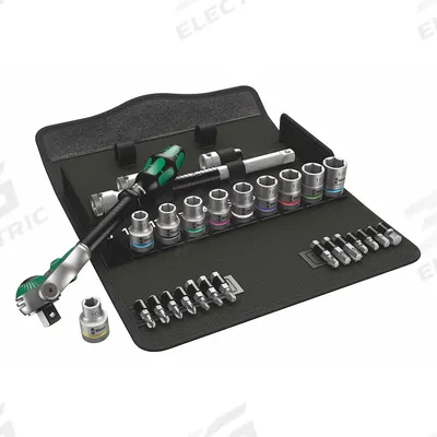 WERA Socket Wrench Set: 1/2 in Drive, 28 Piece, 6-Point, Metric - Metric Socket Sets with Drive Tools
