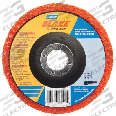 NORTON Non-Woven Depressed Center Disc: 7 in x 7/8 in, Ceramic, Extra Coarse - Cool-Cutting Coating-Removal Discs for All Materials