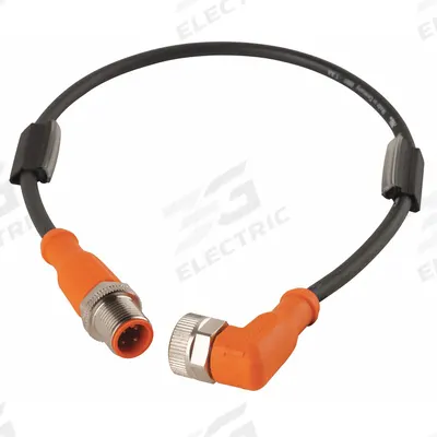 IFM Cordset: M12 Male Right Angle X M12 Female Straight, 5 Pins, Black, PUR - Double-Ended Cordsets with PUR Jacket for Twisting Applications