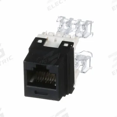 PANDUIT Jack Module: Punch-Down, 1 Ports, Black, 6, RJ45, Copper - Category Jacks