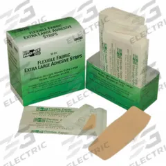 FIRST AID ONLY Adhesive Bandage: Strip Bandages, 2 in Wd, 4 in Lg, Not Metal Detectable, Fabric (MPN 1-470). Key specifications — Product Type: Strip Bandages; Unitized: Unitized; Water Resistance: Not Water Resistant; Brand: FIRST AID ONLY; Latex Content: Latex Free; Metal Detectable: Not Metal Detectable; Package Type: Box; Manufacturer Part Number: 1-470.