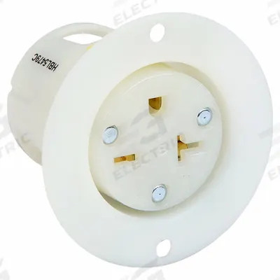 HUBBELL Flanged Receptacle: Single, 5-20, White, 125V AC, 20 A, 2 Pole / 3 Wire (MPN HBL5379C) - General Purpose Receptacles
