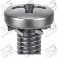SEMS Screw: External Tooth, M3x0.50 Thread Size, 6 mm Lg, Stainless Steel, Passivated, Pan, 25 PK (MPN 1-MPE-3-6). Key specifications — Drive Size: #1.