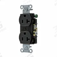 BRYANT Receptacle: Duplex, 5-20, Black, 125V AC, 20 A, 2 Pole / 3 Wire (MPN CRS20BLK)