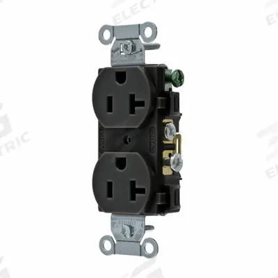 BRYANT Receptacle: Duplex, 5-20, Black, 125V AC, 20 A, 2 Pole / 3 Wire (MPN CRS20BLK) - General Purpose Receptacles