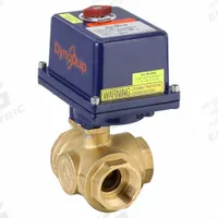 DYNAQUIP CONTROLS Electrically Actuated Three-Way Ball Valve: 1 1/2 in, Brass, 12V DC/24V AC/DC (MPN EYHG7AUE25H). Key specifications — Included Mounting: ISO 5211 Actuator Mounting Pad; Brand: DYNAQUIP CONTROLS; Actuator Features: Position Indicator.