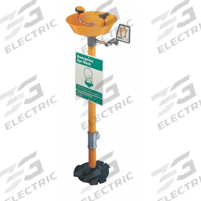 GUARDIAN EQUIPMENT Plumbed Eyewash: Std, Floor Mnt, Eyes and Face Coverage, Uncovered - Floor-Mount Eyewash Stations