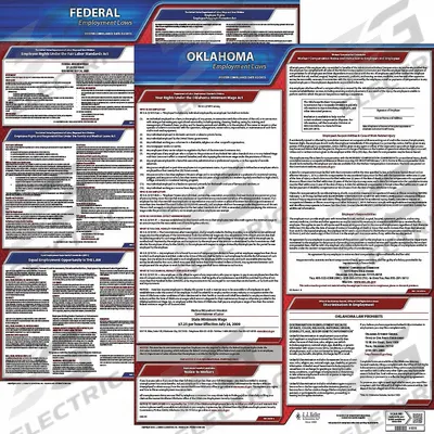 JJ KELLER Labor Law Poster: OK, English, Plastic, 20 in x 24 in - State & Federal Labor Law Poster Sets