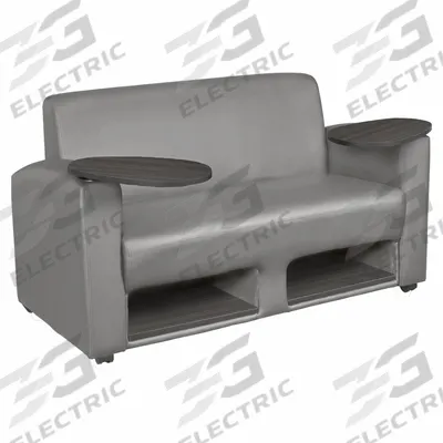 REGENCY Sofa: Gray, Gray, Vinyl, Wood, 45 in Seat Wd, 19 in Seat Dp - Loveseats