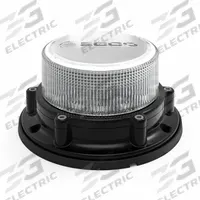 ECCO LED Directional Warning Light: Flashing Beacon, Amber, 3 3/8 in Overall Ht, LED, 10-30V DC (MPN EB8160CA-WWG). Key specifications — Operating Voltage: 10-30V DC; Number of Flash Patterns: 20; Includes: Mounting Hardware; Electrical Connection: Blunt Cut Wires; Mount Type: Bolt; Brand: ECCO; Shape: Round; Lighting SAE Class Rating: SAE Class 1.