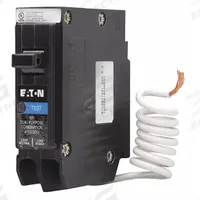 EATON Circuit Breaker: 15 A, 120V AC, Single Phase, 10kA at 120V AC, Type BR Loadcenters, 1 Poles (MPN BRP115AF). Key specifications — Amps: 15 A; AC Voltage Rating: 120V AC; Phase: Single; Max. AIR Rating: 10kA at 120V AC; Circuit Breaker Type: Combination Arc Fault Circuit Interrupter; For Use With: Type BR Loadcenters; Brand: EATON.