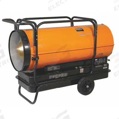 Dayton Portable Oil and Kerosene Torpedo Heater: Wheeled Mounted - Direct-Fired Portable Oil & Kerosene Torpedo Heaters
