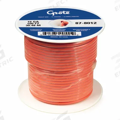 GROTE Automotive Cable: GXL, 100 ft, 1 Conductor, 10 AWG, Orange - XLPE-Insulated General Purpose Primary Wires