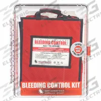 NORTH AMERICAN RESCUE Bleeding Control Kit: Plastic Cabinet, 8 People Served, 96 Components (MPN 80-0474). Key specifications — Brand: NORTH AMERICAN RESCUE; Wound Dressings Included: (8) Tourniquets; Housing Material: Polycarbonate.