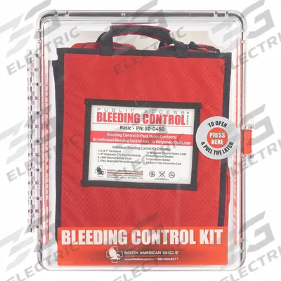 NORTH AMERICAN RESCUE Bleeding Control Kit: Plastic Cabinet, 8 People Served - Bleeding Control Kits