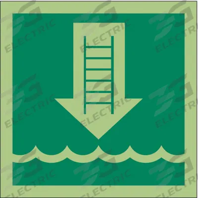 IMO (International Maritime Organization) Safety Sign: Vinyl, Adhesive Sign Mounting - Square Embarkation Ladder Symbol Signs