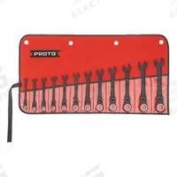 PROTO Combination Wrench Set: Alloy Steel, Black Chrome, 12 Tools, 8 mm to 19 mm Range of Head Sizes (MPN JSCVMF-12S). Key specifications — attr309581: Black Chrome; attr309580: Alloy Steel; attr309571: Yes; attr309583: No; attr309587: Yes; attr324931: PROTO; attr309569: 8 mm to 19 mm; attr309572: Tool Roll.