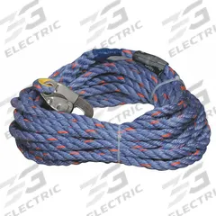 MILLER BY PIP Vertical Lifeline: 150 ft Lifeline Lg, 310 lb Capacity, Steel, Rope Grabs, Blue/Gray (MPN 300L-Z7/150FTBL). Key specifications — Brand: MILLER BY PIP; Rope Lifeline Component: Rope Grab; Lifeline Material: Polyester; For Use With: Rope Grabs; Hardware Material: Steel; Color: Blue.