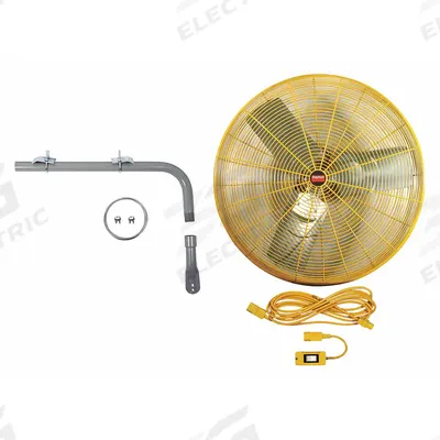 Dayton Mounted Fan: 24 in Blade Dia, 115V AC, 1/3 hp Motor HP, Post Mount - High-Visibility Industrial Wall-Mount Fans