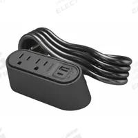 LEGRAND Furniture Power Outlet: 2 Outlets, 6 ft Cord Lg, Black, 5-15R, 4.88 in Wd, Surface Mounting (MPN WSPC220CBK). Key specifications — Shape: Rectangular; Brand: LEGRAND; USB Connectors Included: Type C; Mounting Style: Surface.