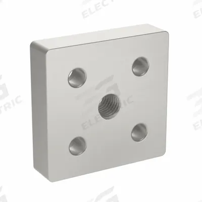 80/20 Base Plate: 25 Series, Aluminum, 50.8 mm x 12.7 mm x 50 mm, Drop-In, Quad - Base Plates for Threaded-Stem Feet & Casters