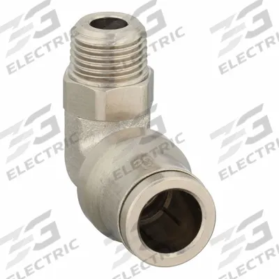 LEGRIS Push-Fit Elbow Fitting: 8 mm OD x 1/8 in Pipe Size, Push-to-Connect x MBSPT - Nickel-Plated Brass Tube Fittings