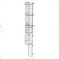 TRI-ARC Fixed Ladder with Safety Cage: 21 ft Overall Ht, 18 in Overall Wd, Steel, 22 Rungs (MPN WLFC1122). Key specifications — Brand: TRI-ARC; Assembly: Unassembled; Number of Sections: 2.