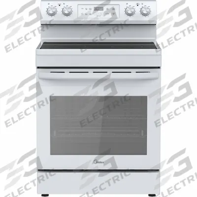MIDEA Oven Range: White, Electric, 4 Burners - Oven Ranges