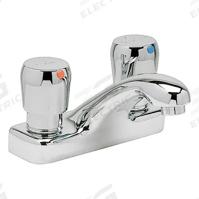 ZURN Low Arc Bathroom Faucet: AquaSpec, Centerset, Cast Brass, Chrome Finish - Centerset Push-Button Metering Bathroom Faucets