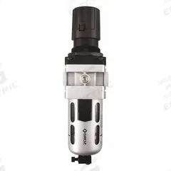GROZ Filter-Regulator: Intermediate Duty Series, 3/8 in NPT, 77 cfm, 40 micron, 7 psi to 145 psi (MPN FRC149234-S). Key specifications — attr109419: GROZ; attr109429: Aluminum; attr109463: No; attr109467: Nitrile; attr109468: Intermediate Duty.
