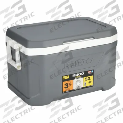 IGLOO Chest Cooler: Gray, 50 Cans, 50 qt Cooler Capacity - Heat-Stress Messaging Chest Coolers