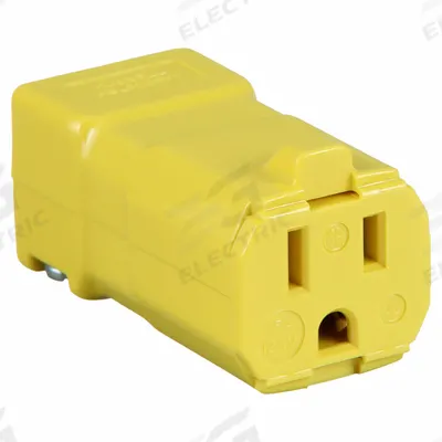 HUBBELL Straight Blade Connector: 5-15R, 125V AC, 15 A, 2 Pole, 3 Wire, Yellow (MPN HBL5969VY) - Hinged Connectors