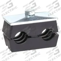 BEHRINGER PIPE SYSTEMS Vibration-Dampening Beta Clamp: Ribbed Bore, Steel Clamp, For 2 Lines (MPN R0T3075-PP)
