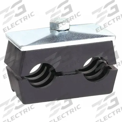 BEHRINGER PIPE SYSTEMS Vibration-Dampening Beta Clamp: Ribbed Bore, Steel Clamp, For 2 Lines (MPN R0T3075-PP) - Vibration-Dampening Textured Core Beta Clamps