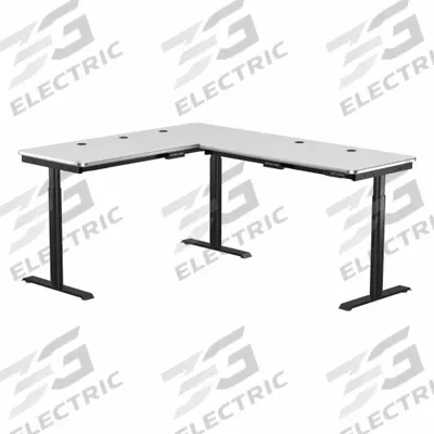VERSADESK Standing Desk: White, Wood, 72 in Overall Wd, 72 in Overall Dp - Electric Adjustable-Height Desks