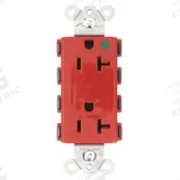 HUBBELL Receptacle: Hospital Grade Fed. Spec., Decorator Duplex, 5-20R, Red, 125V AC, 20 A (MPN SNAP2182RA)