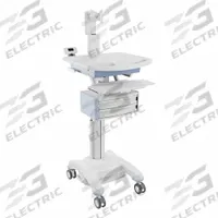 LUXOR Medical Workstation Cart: Aluminum, (2) Swivel with Brake, White, 2 Drawers, 0 Shelves (MPN MCWS004). Key specifications — Material: Aluminum; Brand: LUXOR; Caster/Wheel Configuration: (2) Swivel with Brake; Cabinet Color: White.