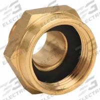 MOON AMERICAN Fire Hose Adapter: 3/4 in_1 in Compatible Pipe Size, NPSH x GHT, Straight, Brass, Hex (MPN 357-1010751). Key specifications — attr660750: NPSH x GHT; attr660755: 1 in x 3/4 in.