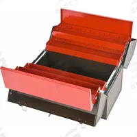 PROTO Tool Box: 18 in W 14 in D 10 in H, Steel, Black, Cantilever Lid, Padlock, 5 Compartments (MPN J9951). Key specifications — attr1116905: Black; attr1116917: Cantilever; attr1116946: PROTO; attr1116904: Padlock.