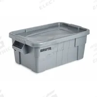 RUBBERMAID COMMERCIAL PRODUCTS Storage Tote: 14 gal, 27 7/8 in x 16 1/2 in x 10 3/4 in, Gray Body (MPN FG9S3000GRAY). Key specifications — Material: Plastic; Edge/Corner Design: Rounded; Body Color: Gray; Lid Color: Gray; Brand: RUBBERMAID COMMERCIAL PRODUCTS; NSF Certified: NSF Certified; Nestable: Nesting Capable.