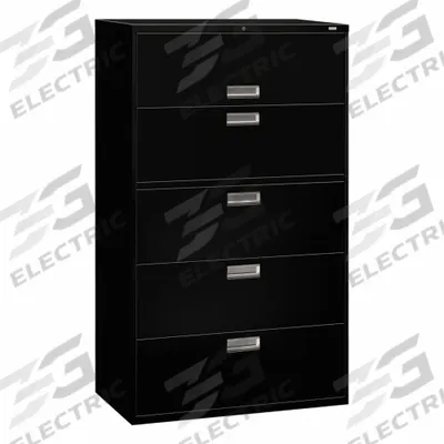 HON Lateral File Cabinet with Drawer: Black, 5 Drawers, 64 1/4 in Overall Ht - Lateral File Cabinets