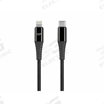 MONOPRICE Cable: Lightning End 1, Type C End 2, Black, 3 ft Lg - Standard USB & Lightning Cables