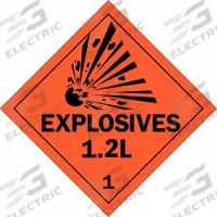 BRADY DOT Container Placard: Explosives 1.2 L 1, 10 3/4 in x 10 3/4 in, 10 3/4 in Label Ht, Placard (MPN 63318). Key specifications — Brand: BRADY; Message: Explosives 1.2 L 1.