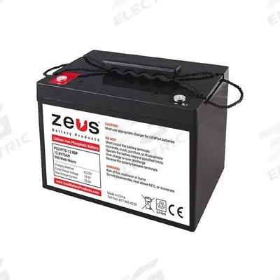 ZEUS BATTERY PRODUCTS Rechargeable Batteries: 12.8V DC, 75 Ah Capacity, 10.24 in Ht, 6.69 in Wd - Lithium Iron Phosphate (LiFePO4) Sealed Batteries