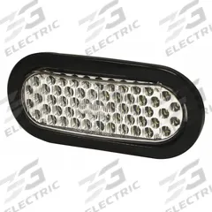 ECCO Warning Light: Perimeter Flashing Warning Light, Amber/Green, 2 1/8 in Overall Wd, LED (MPN 3965AG). Key specifications — Operating Voltage: 12-24V DC; Number of Flash Patterns: 8; Includes: Grommet; Electrical Connection: Blunt Cut Wires; Mount Type: Grommet; Brand: ECCO; Shape: Oval.