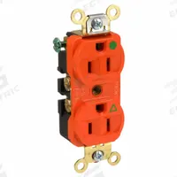 HUBBELL Receptacle: Hospital Grade Fed. Spec., Duplex, 5-15R, Orange, 125V AC, 15 A, 2 Pole / 3 Wire (MPN IG8200)