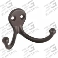 APPROVED VENDOR Wardrobe Hook: Screw, 35 lb Wt Capacity, 2 Points per Hook, Black, Zinc (MPN 1XNH4). Key specifications — Color: Black; Finish: Oil Rubbed Bronze; Material: Zinc; Product Type: Wardrobe Hook.